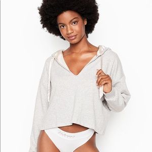 NWOT Victoria's Secret Sueded Fleece Crop Hoodie